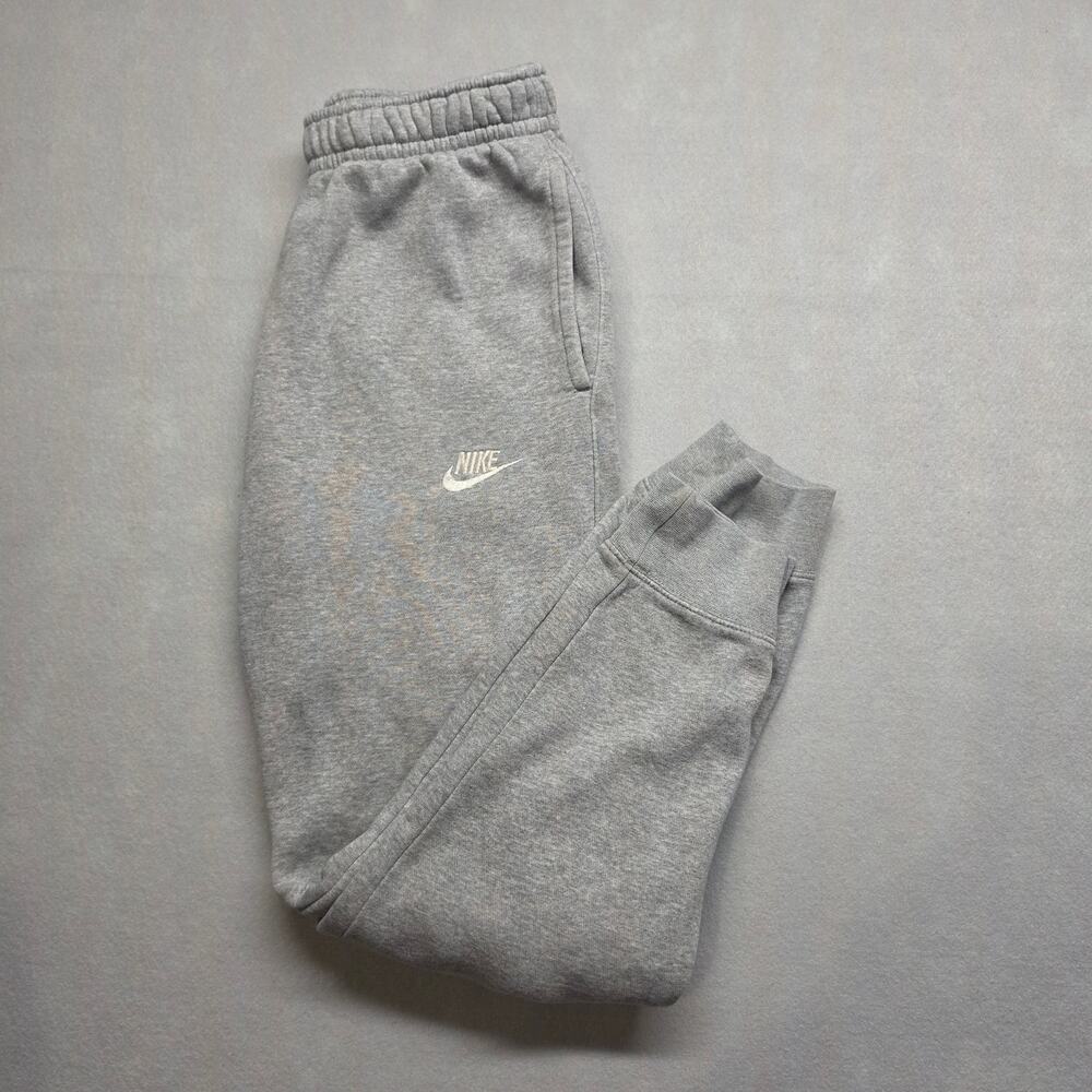 Nike Club Fleece Joggers S Heather Gray Sweatpants Embroidered